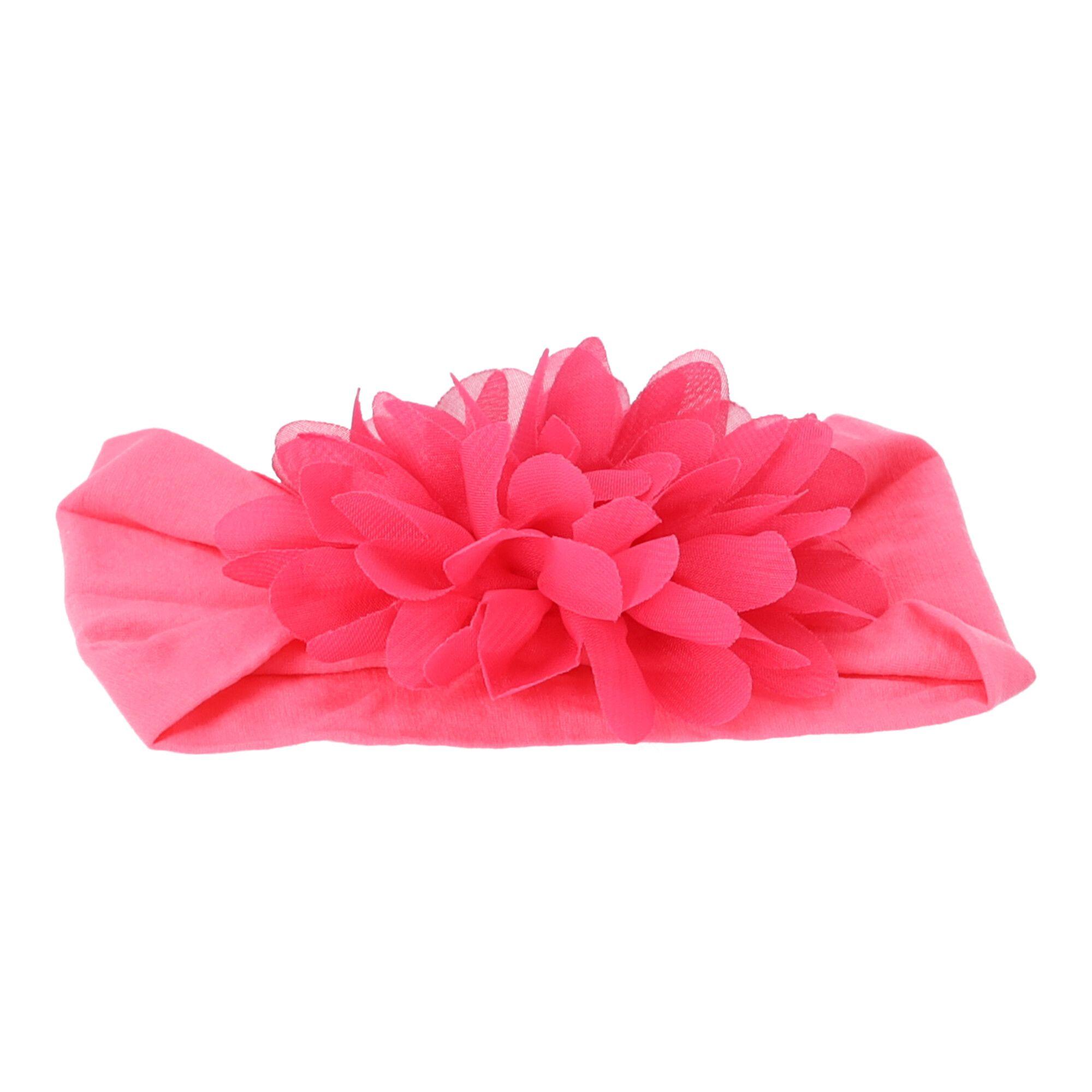 Baby headband with a flower - dark pink, wide