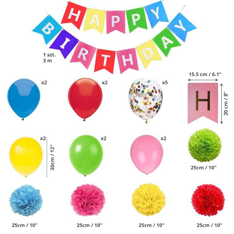 Dekoracja balonowa urodzinowa - kolorowa