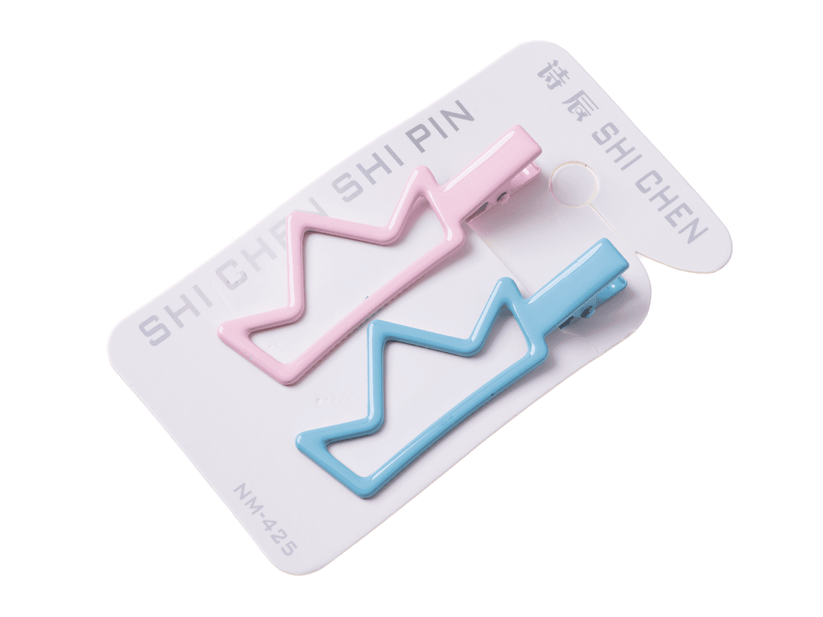 A set of 2 pieces hairpins "crown" - pink and blue