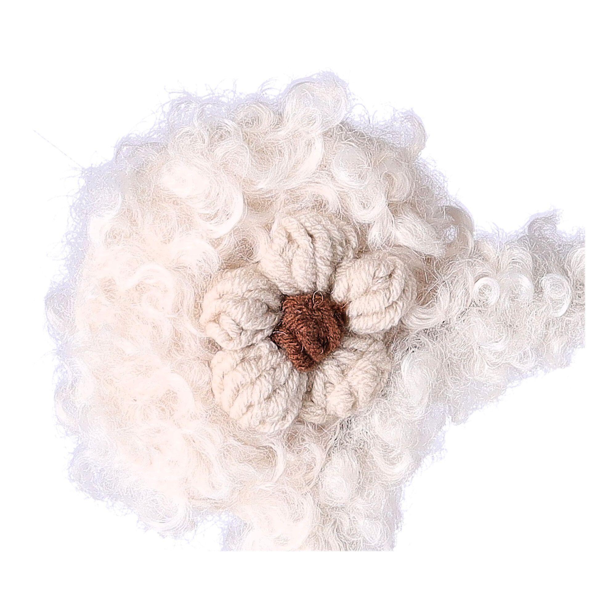 Plush headband with teddy bear ears and flower - beige
