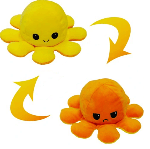 Octopus double-sided mascot 30 cm - yellow & orange
