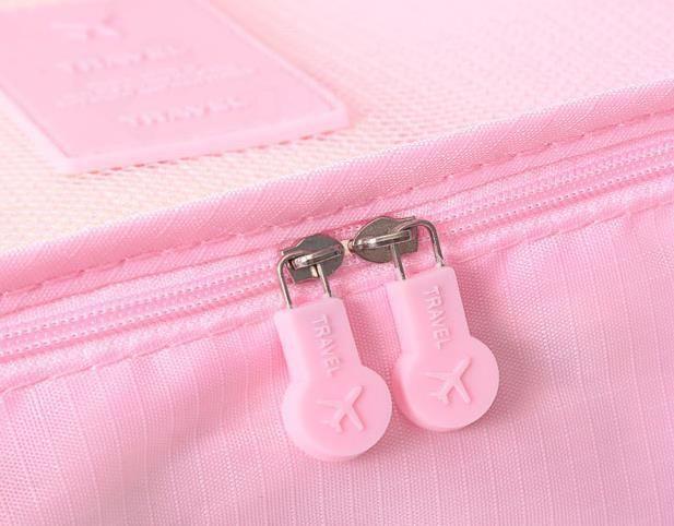 A set of travel organizers for a suitcase and a wardrobe (6 pcs) - light pink
