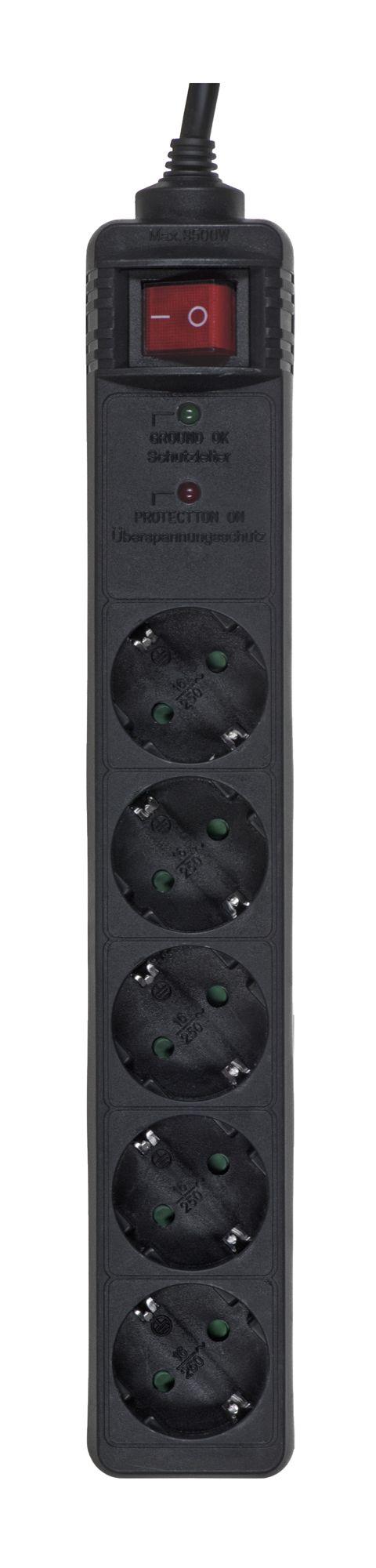 EnerGenie SPG5-C-15 surge protector 5 AC outlet(s) 250 V Black 4.5 m