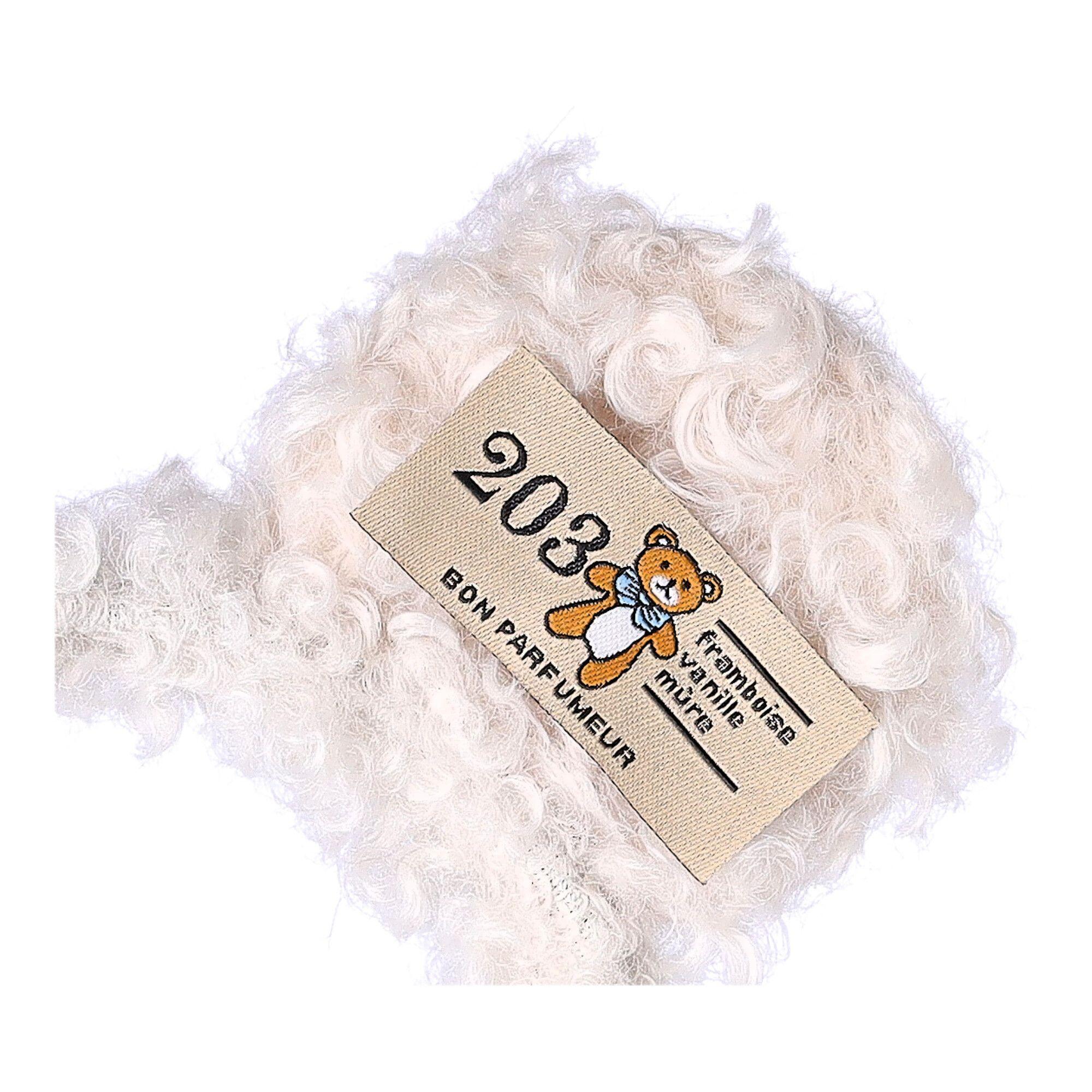 Plush headband with teddy bear ears and flower - beige