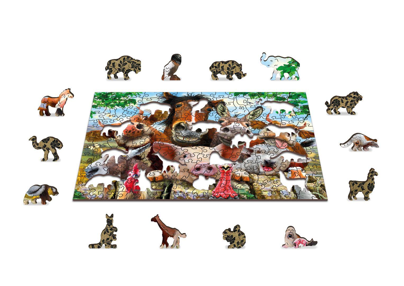 Drewniane Puzzle z figurkami - Życie na farmie, 200 elementów