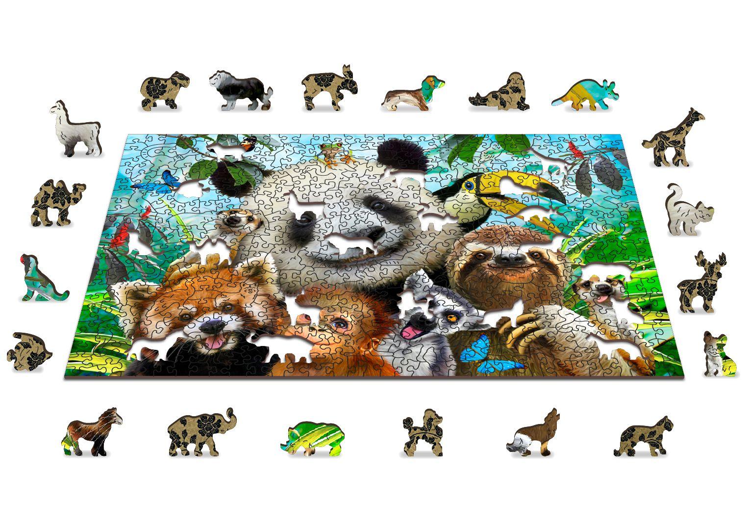 Drewniane Puzzle z figurkami - Witaj w dżungli, 505 elementów