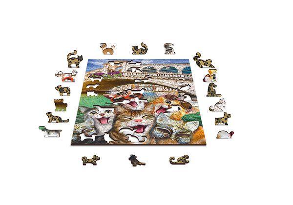 Drewniane Puzzle z figurkami – Kotki w Wenecji rozm. M, 200 elementów