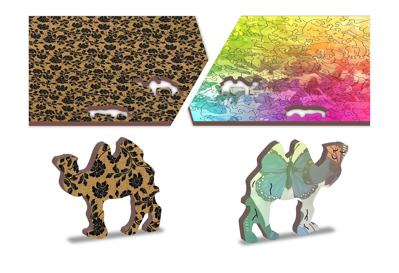 Drewniane Puzzle z figurkami – Motyle gradient rozm. M, 150 elementów