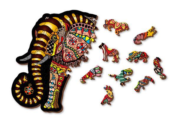 Drewniane Puzzle z figurkami – Magiczny Słoń rozm. L, 245 elementów