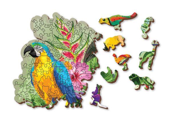 Drewniane Puzzle z figurkami – Ptaki tropikalne rozm. L, 300 elementów