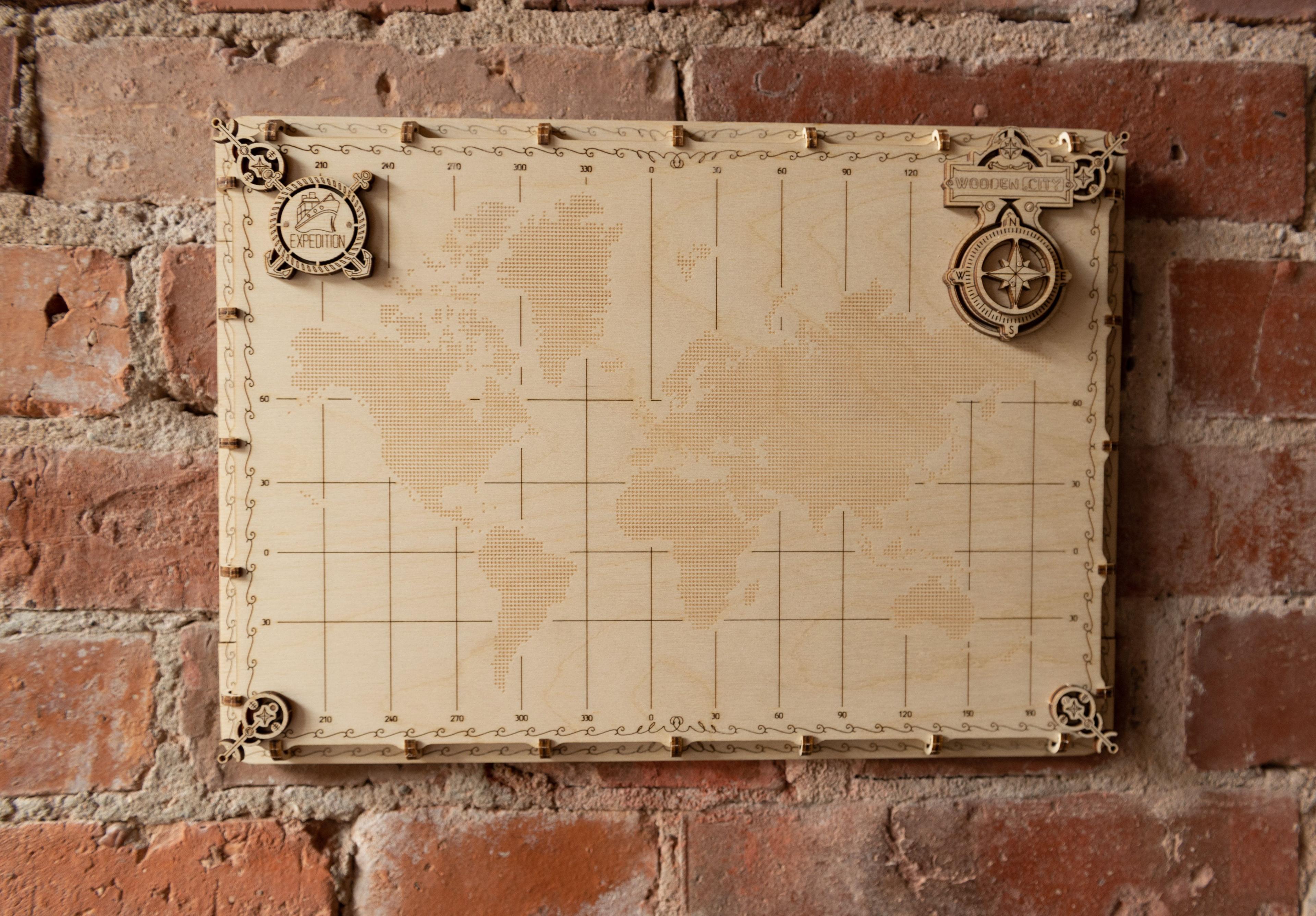 Wooden World Map Model (dotted series)