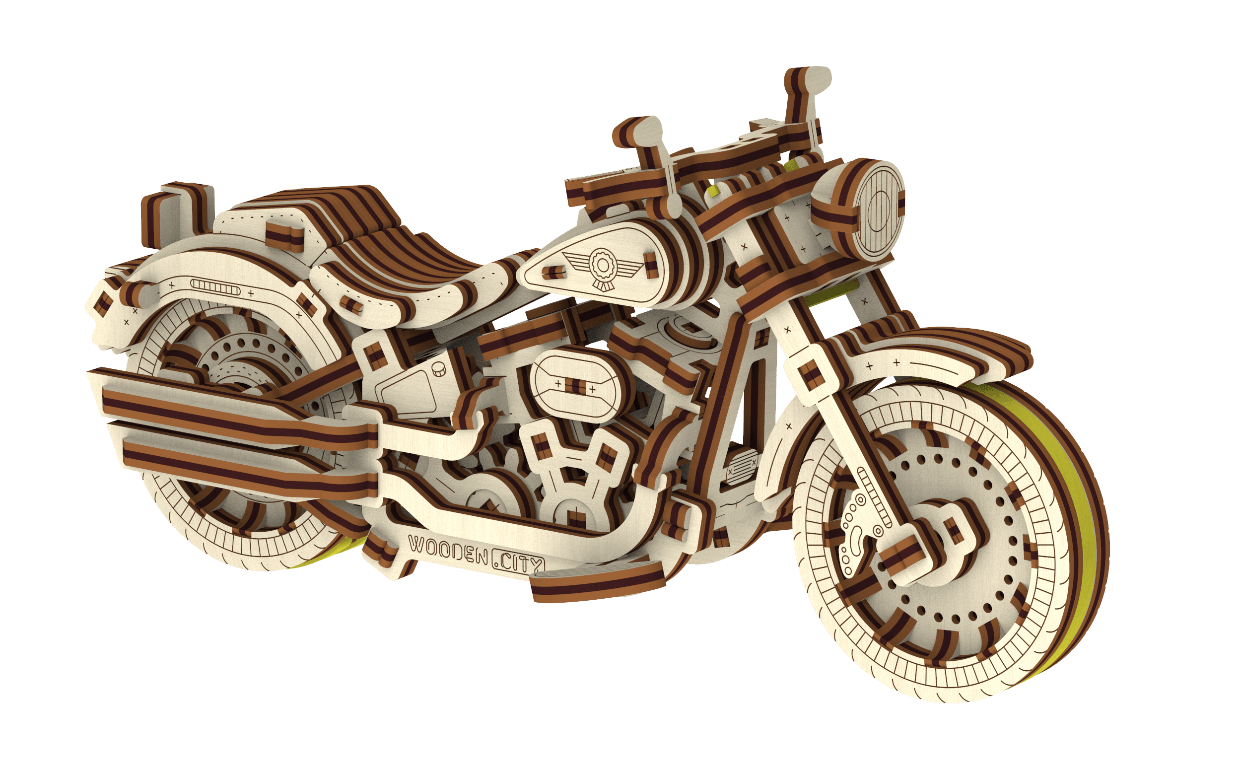 Wooden 3D Puzzle - Crusier V-Twin Motorcycle