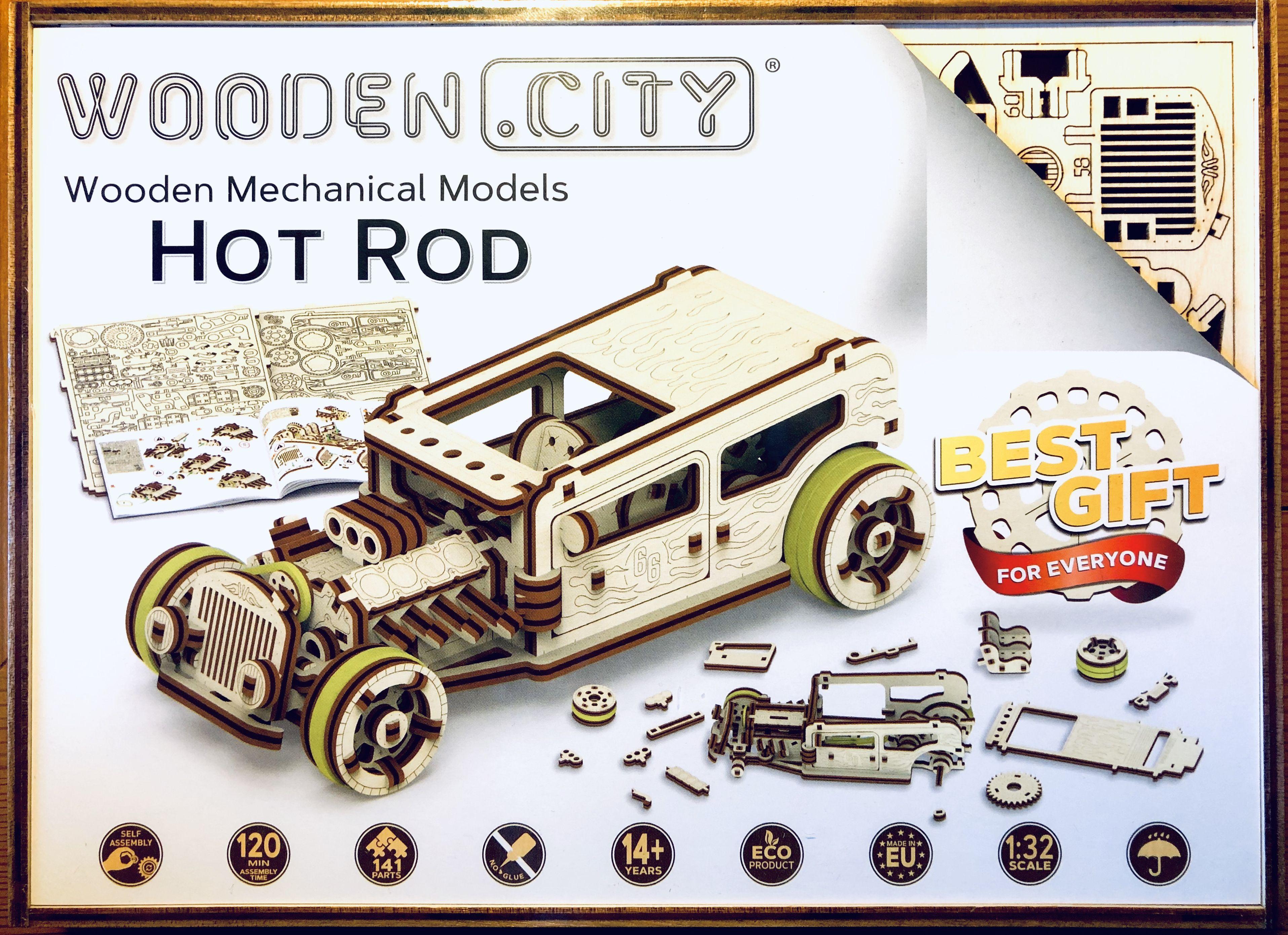 Drewniane Puzzle 3D – Samochód Hot Rod