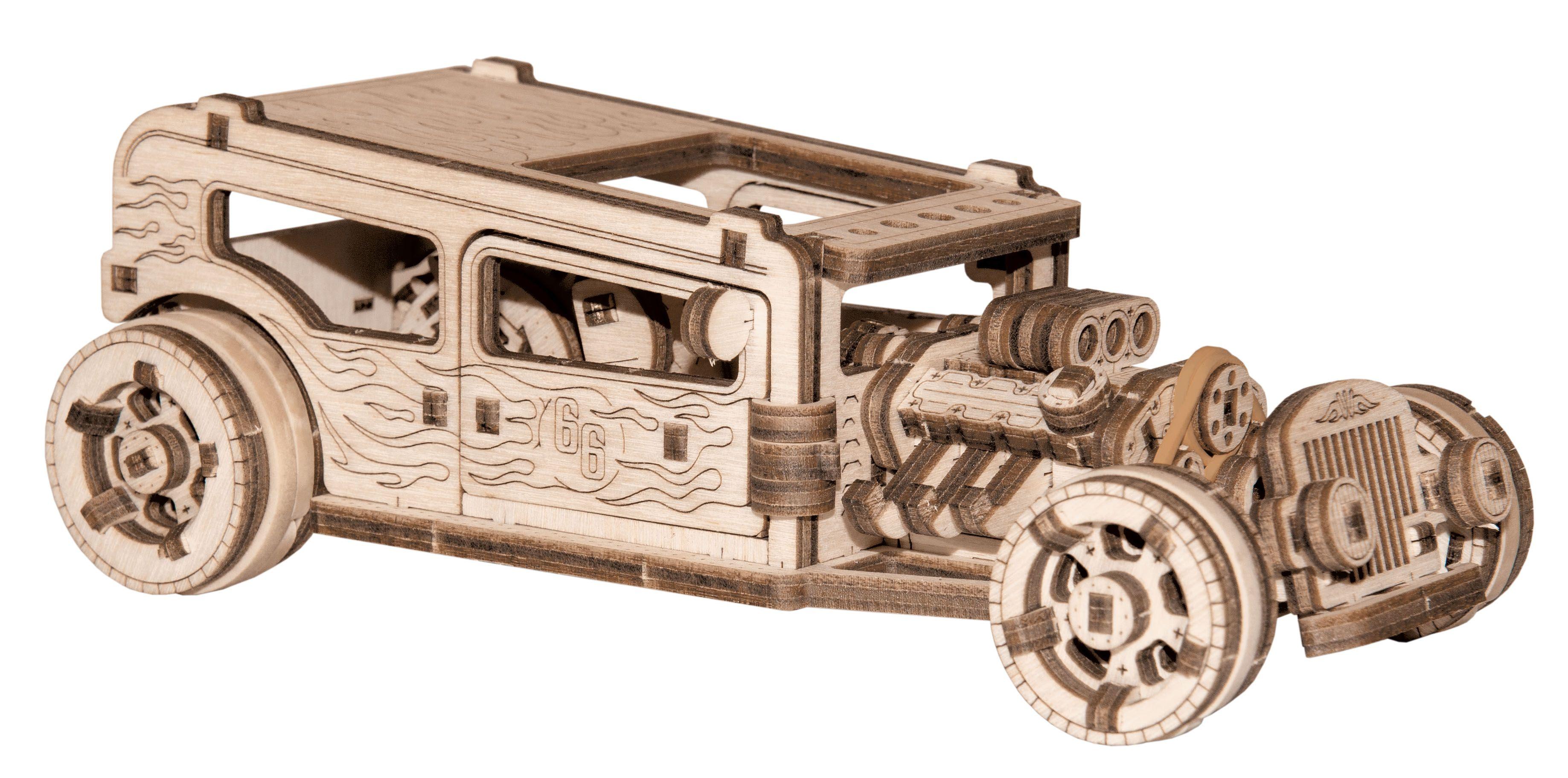 Wooden 3D Puzzle - Car Hot Rod