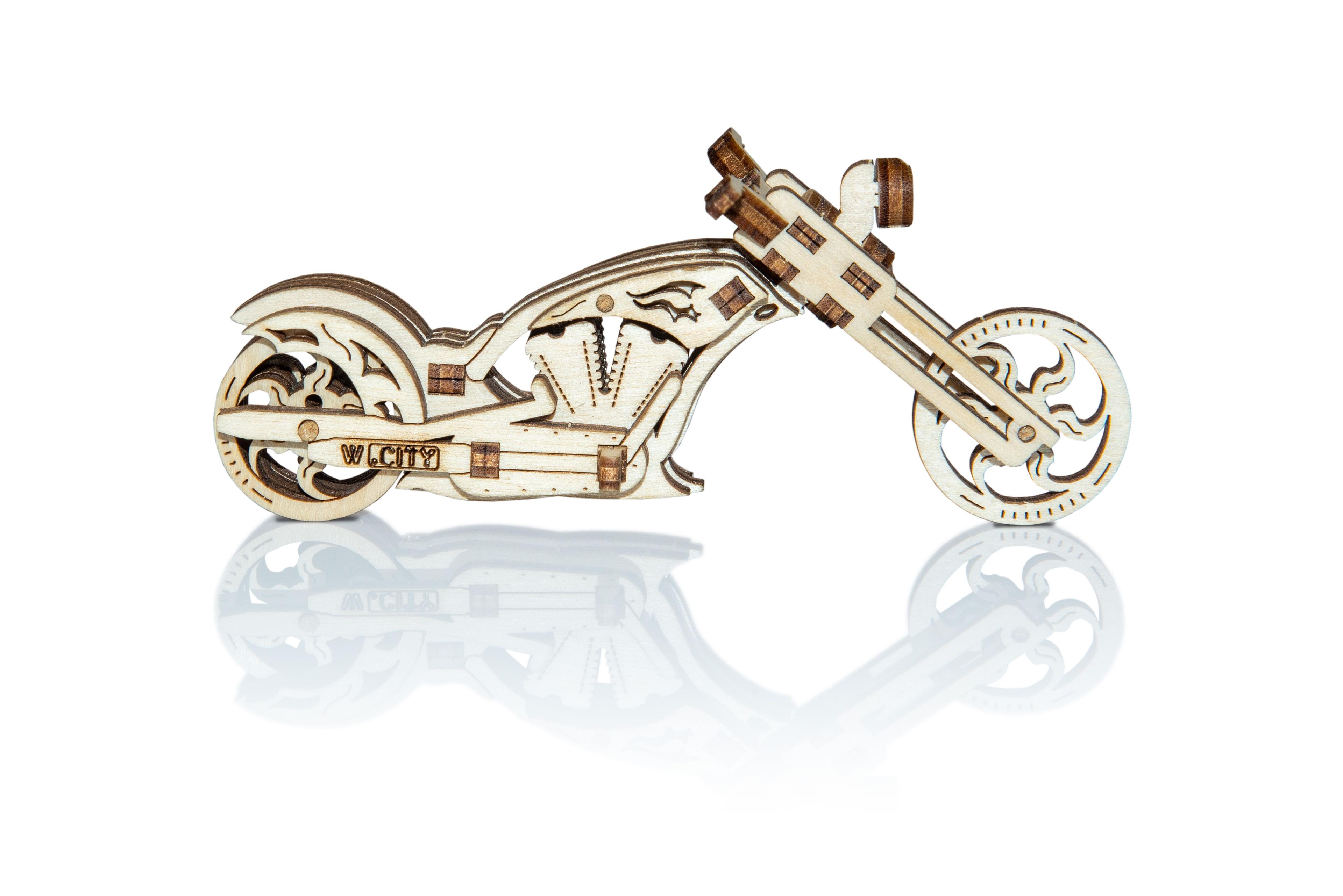 Wooden 3D Puzzle - Chopper Motorcycle