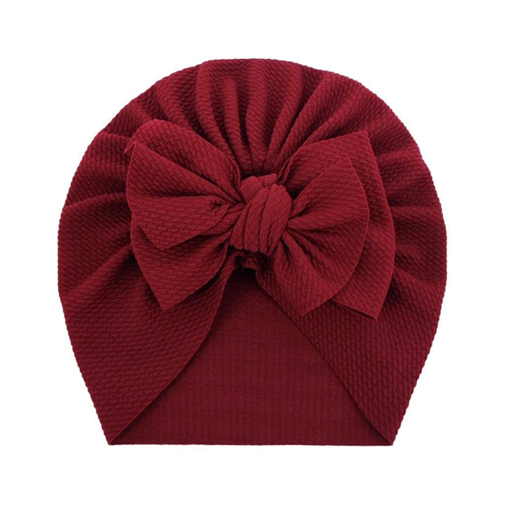 Baby turban with a bow, girl's hat - wine red