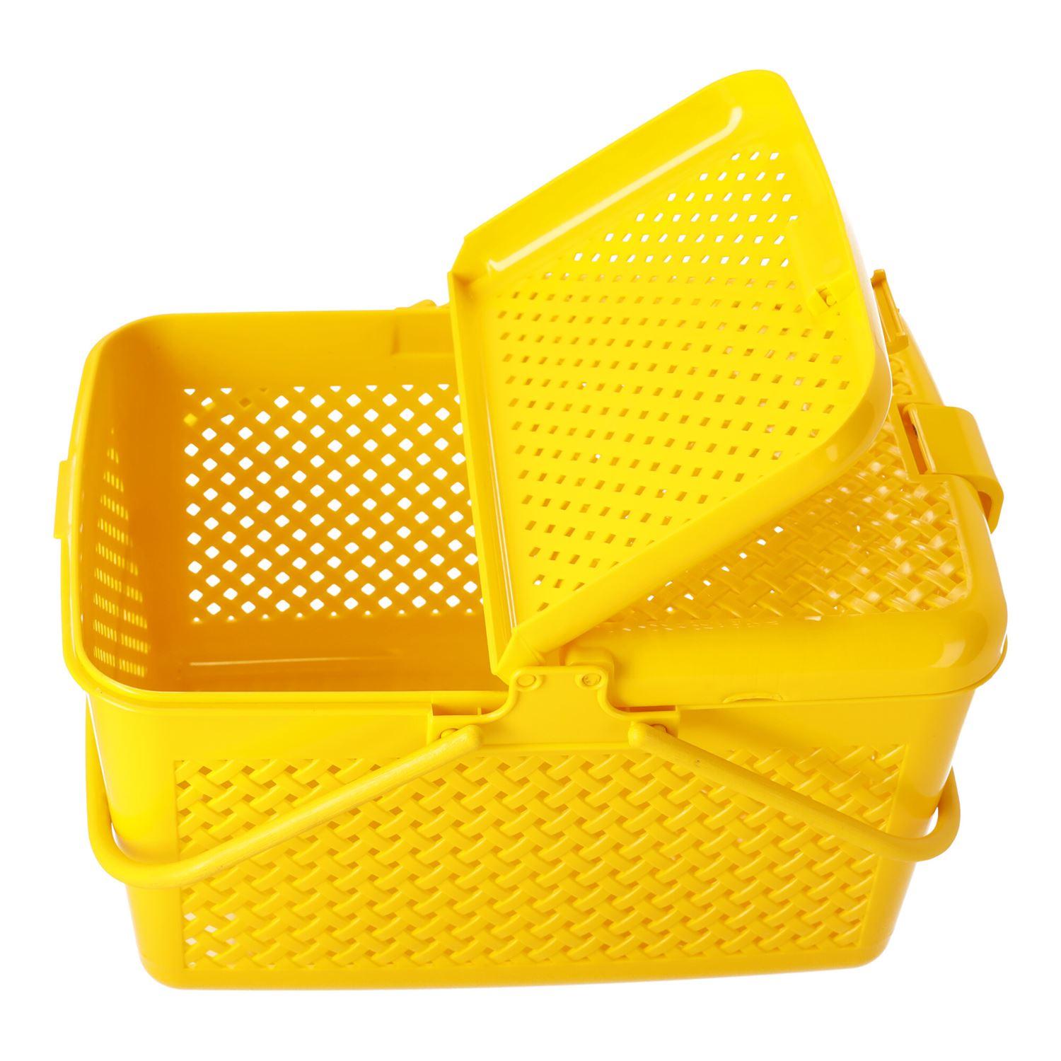 Kosz piknikowy zamykany - prostokątny żółty, POLSKI PRODUKT