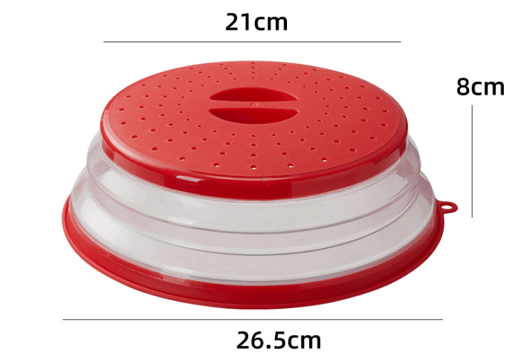 Folding lid / silicone cover for microwave oven - red