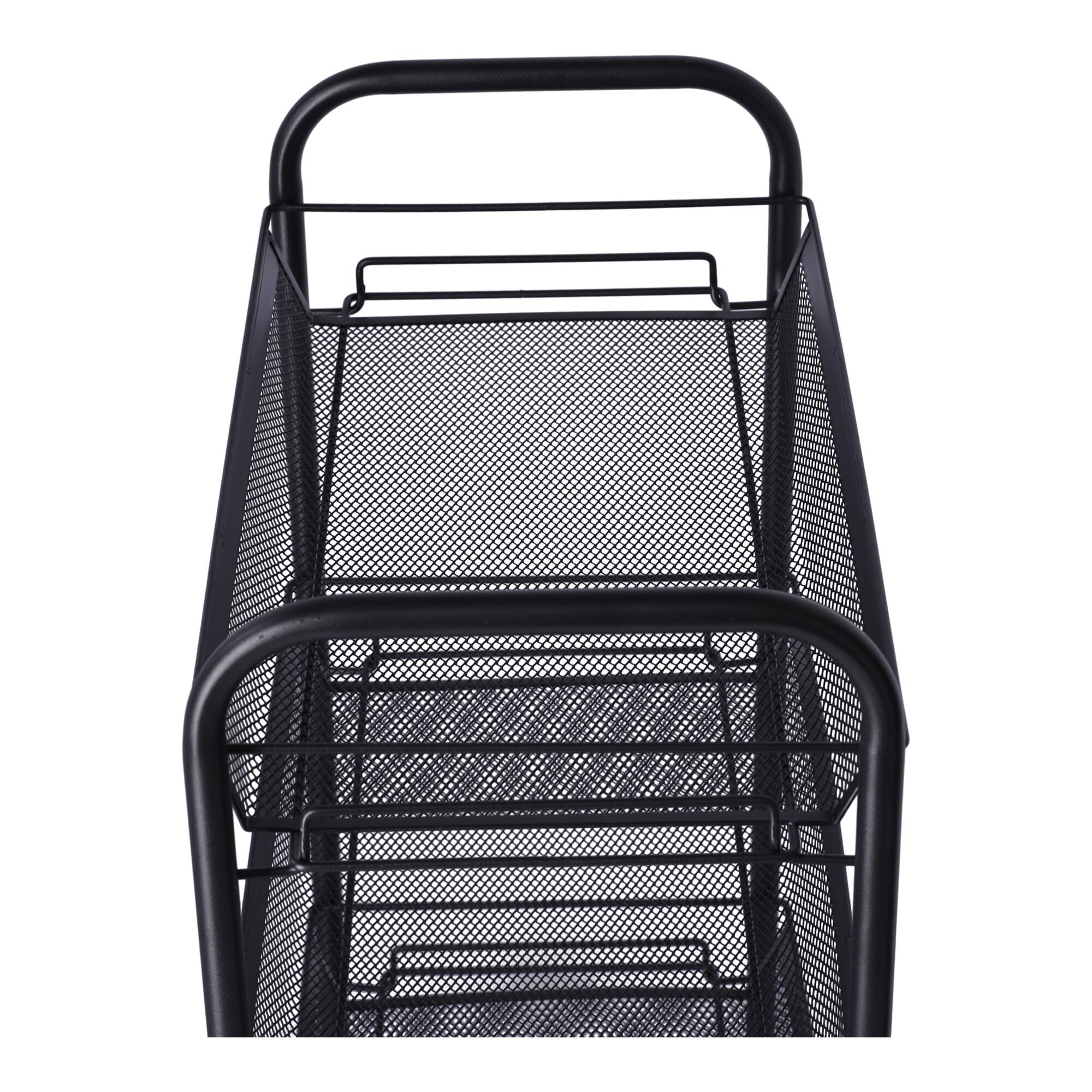 Bathroom cart, kitchen rack with four capacious shelves - black
