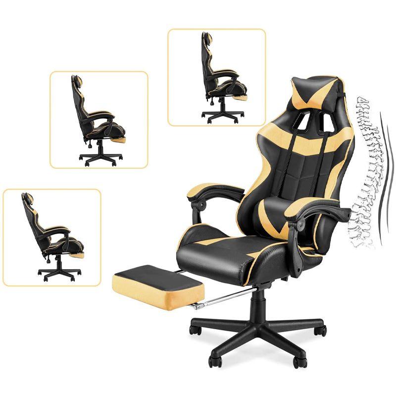 Fotel komputerowy / gamingowy z podnóżkiem – czarno-złoty