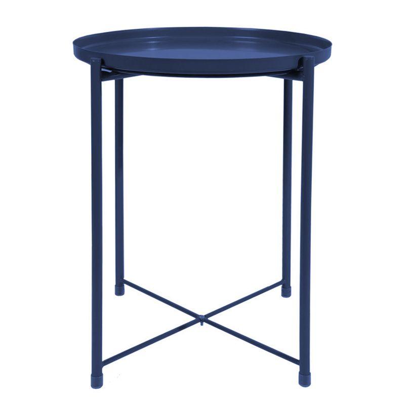 Stolik okrągły metalowy w stylu Loft - ciemnoniebieski