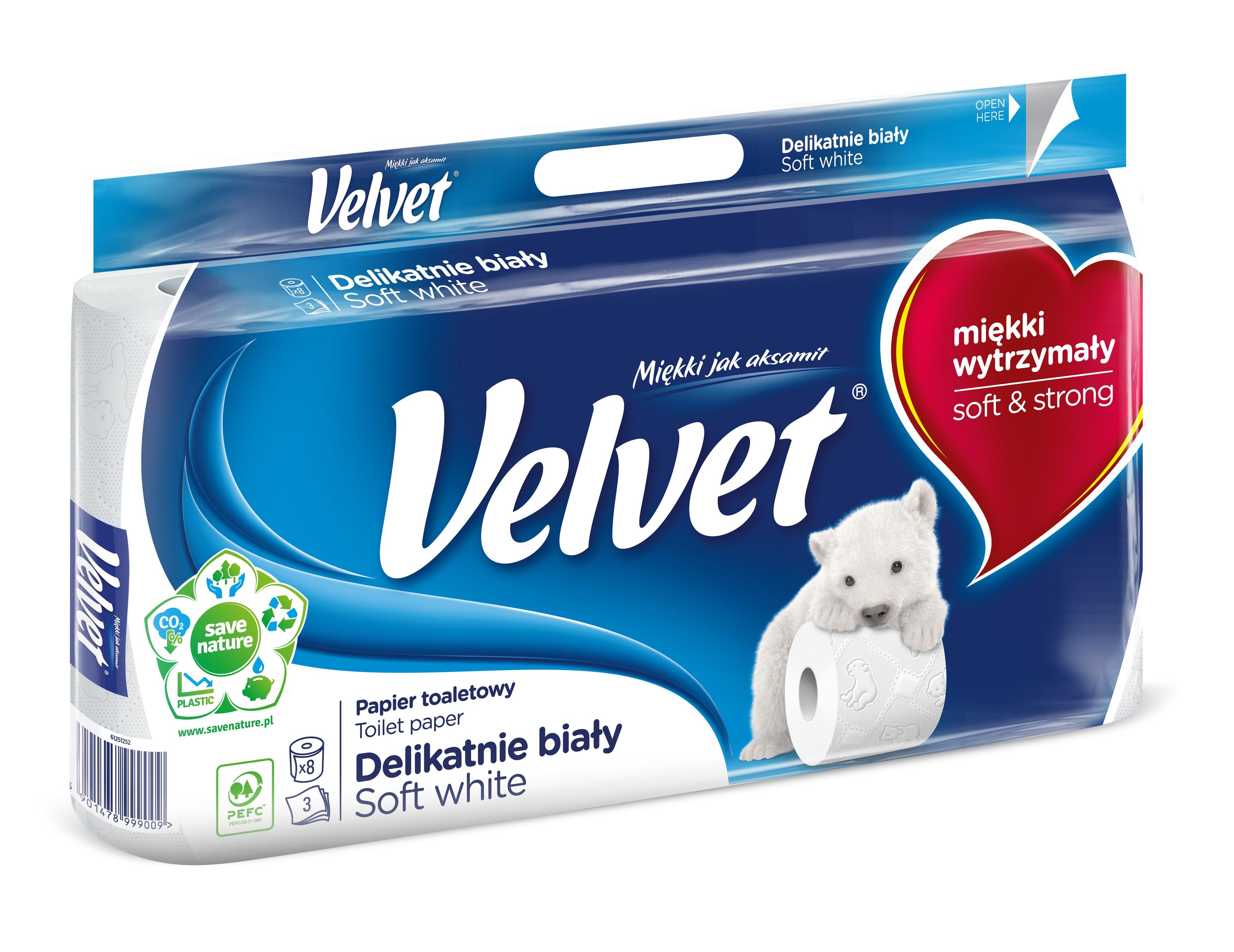 Toilet paper Velvet Gently White - 8 rolls