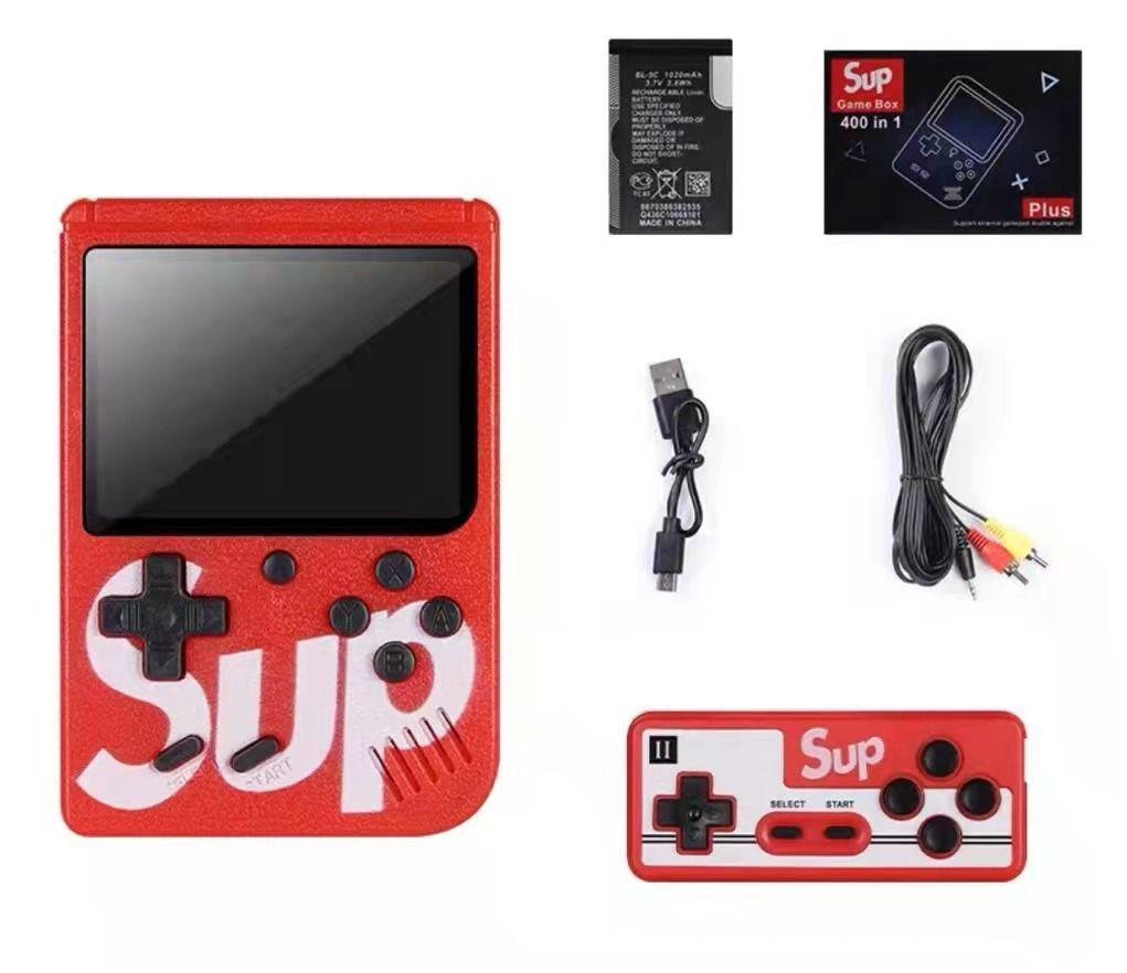 Mini handheld console SUP 400 games - red (for dwo players)