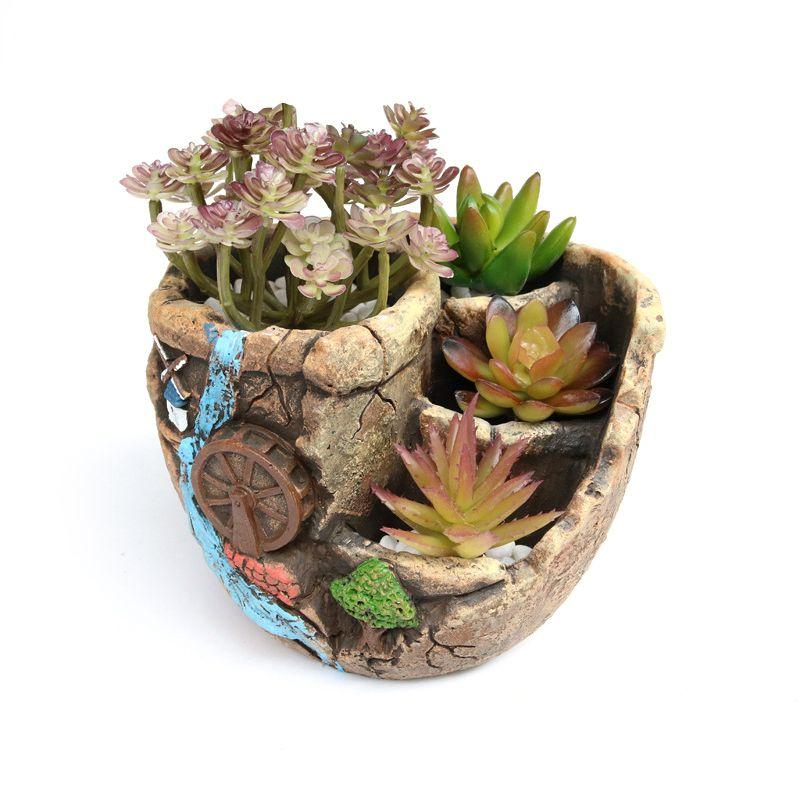 Decorative landscape flower pot - water wheel
