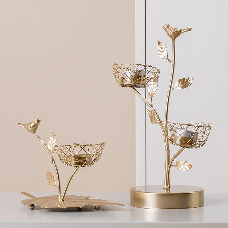 Decorative golden candlestick - two baskets