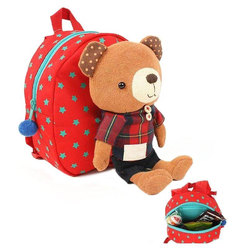 Plecak dla dziecka ze smyczą zabezpieczającą MIŚ – czerwony