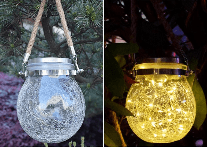 Solar garden lantern / Hanging solar LED lamp - size L, warm light
