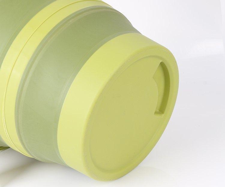 Silicone bucket 15L foldable - green (with a lid)