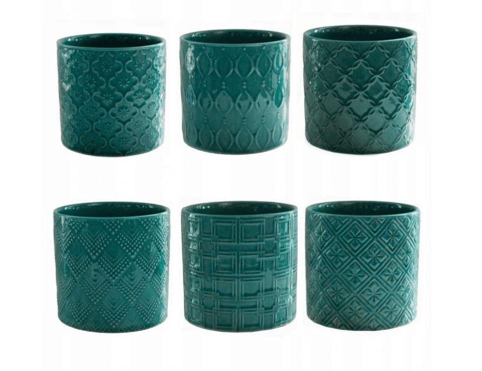Flower pot, cylindrical, turquoise color, 13 cm, from the Vintage collection