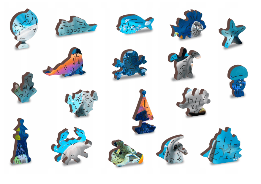 Drewniane Puzzle z figurkami - Szczęśliwe delfiny, 1010 elementów