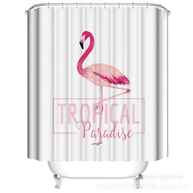 Shower curtain (width 180 cm x height 200 cm) — flamingo