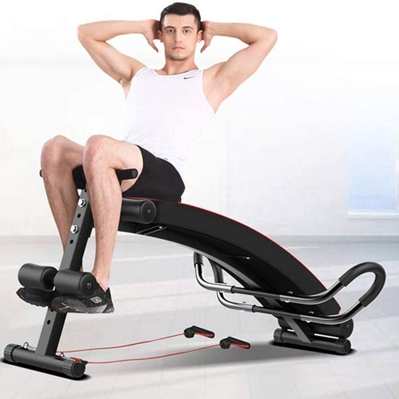 Multifunctional bench for exercising the abdominal muscles with side grips - black