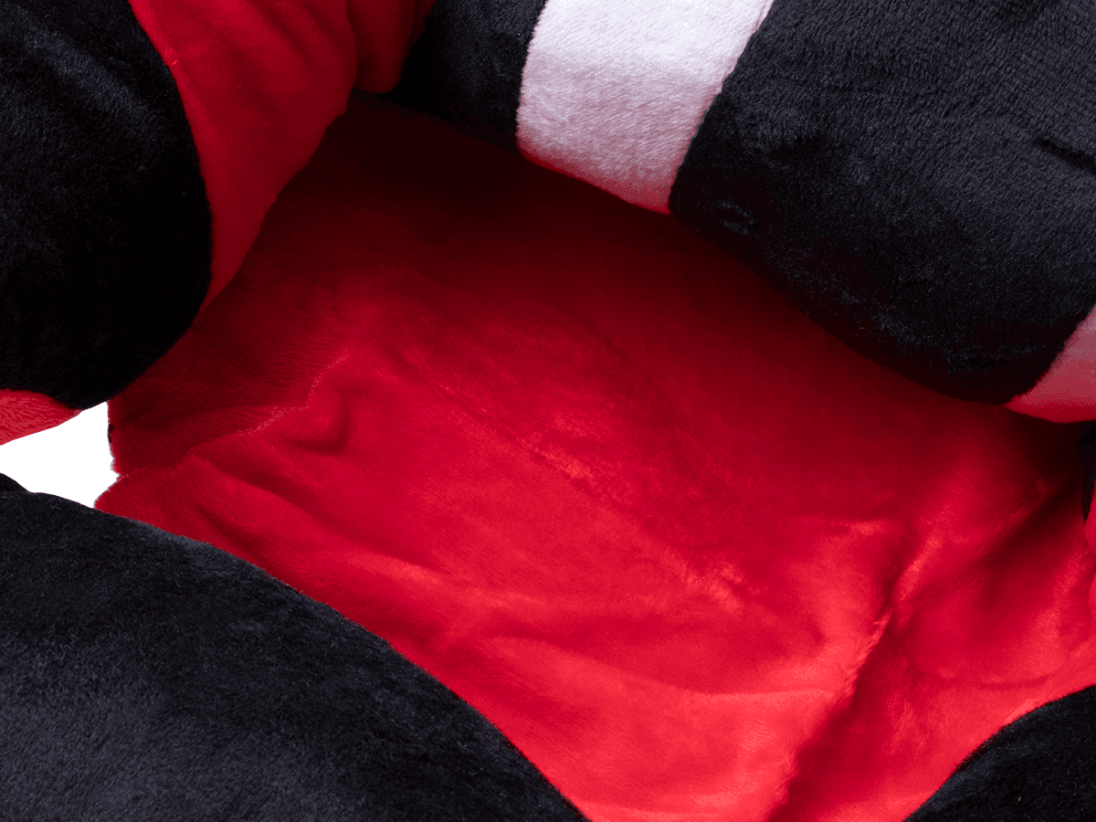 Siedzisko fotelik dla dzieci pluszowy - czarno czerwone