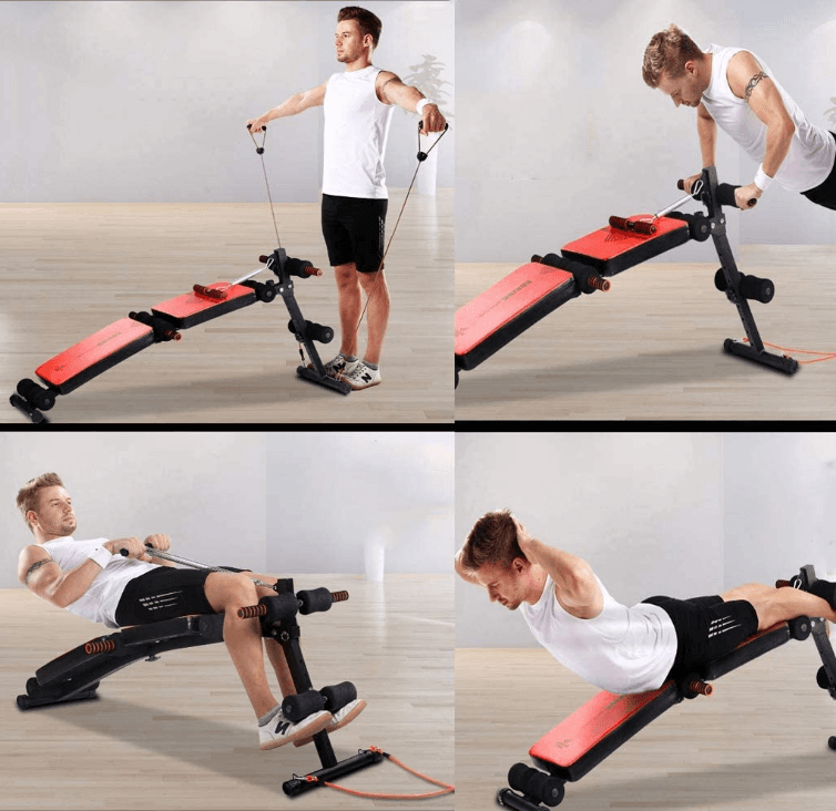 Multifunctional inclined bench for exercising the abdominal muscles - black