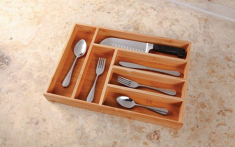 Bamboo cutlery drawer insert (6 compartments)