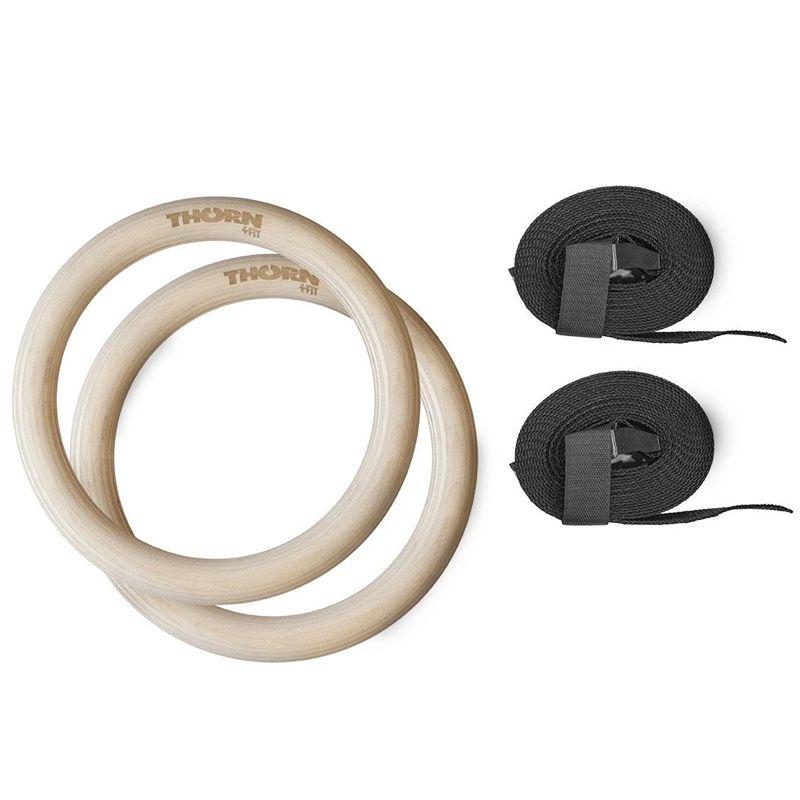Wooden Gymnastic Rings with belts O28 THORN + FIT