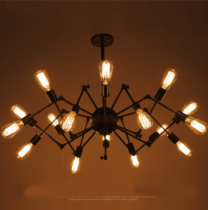 Modern ceiling lamp / Reto spider chandelier - black, 8-armed