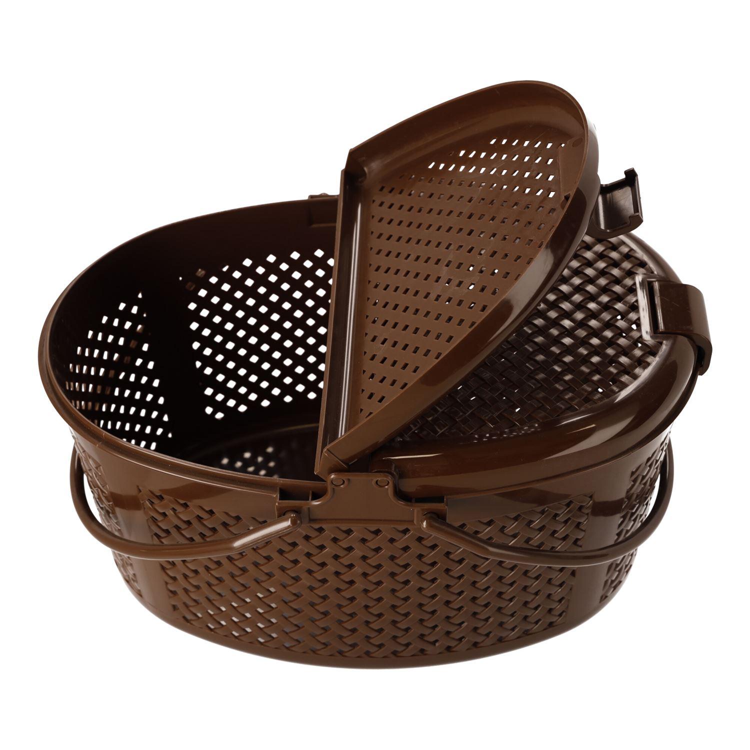 Closable oval picnic basket brown, POLISH PRODUCT