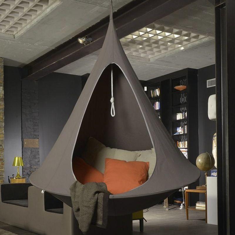 Hanging cocoon / tent - dark brown, 150 x 150