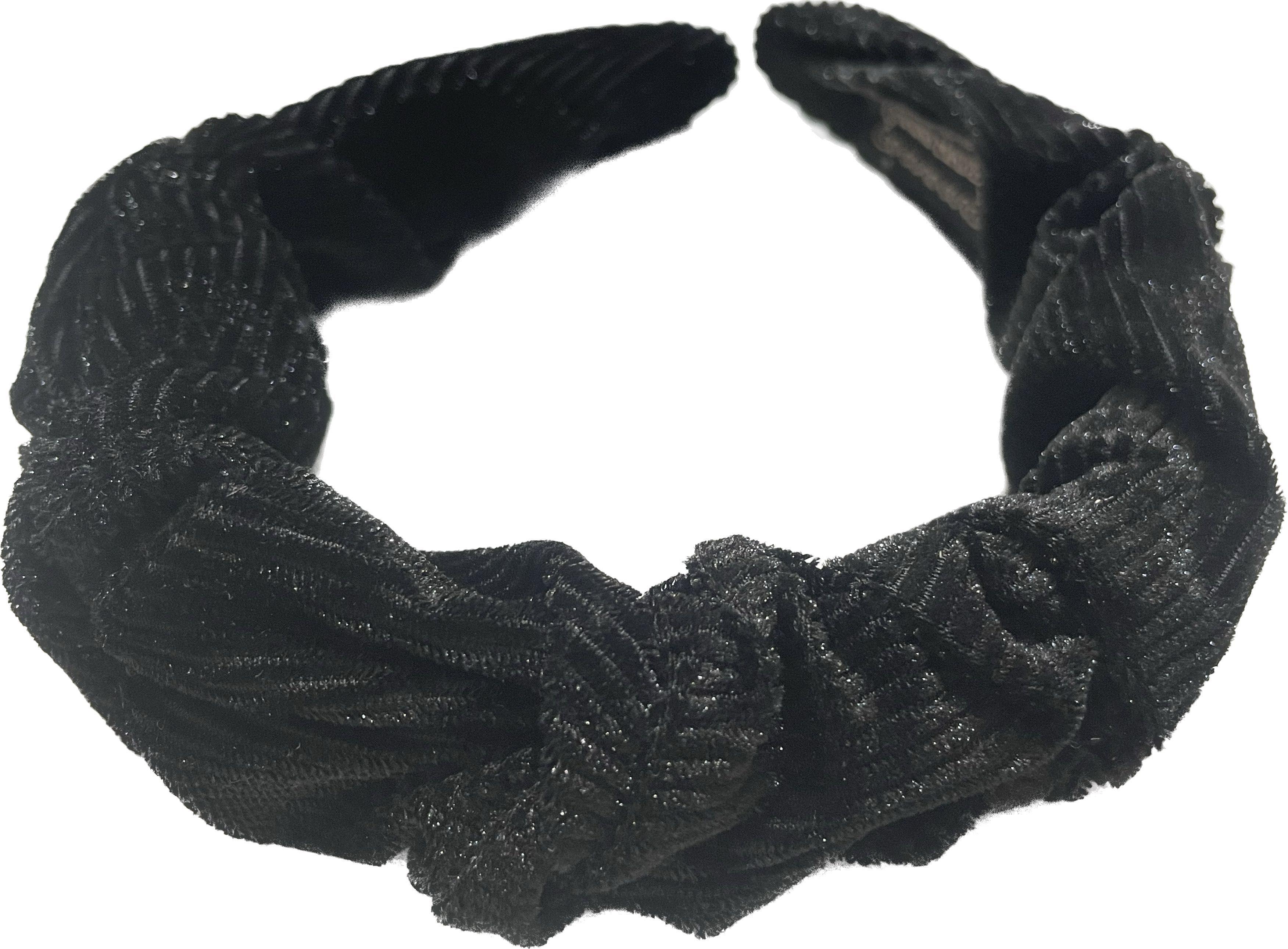 Velor hairband with ruffles BLING - black