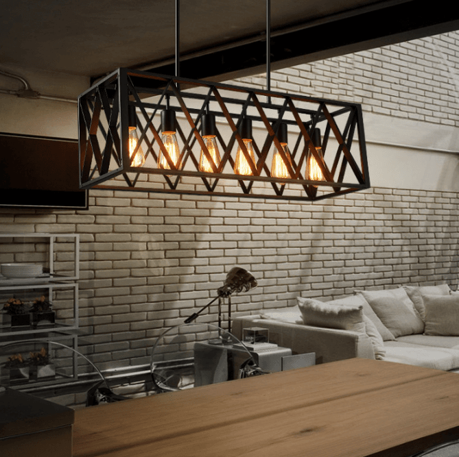 Industrial pendant lamp / Loft chandelier - 6 lighting points