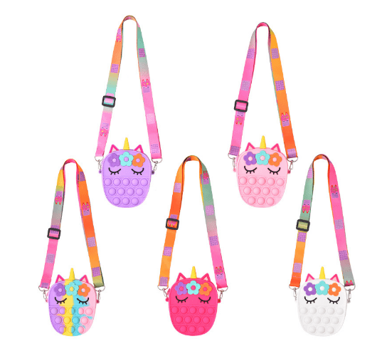 PopIt bag / sachet sensory toy - flowers / pink unicorn (type 1)