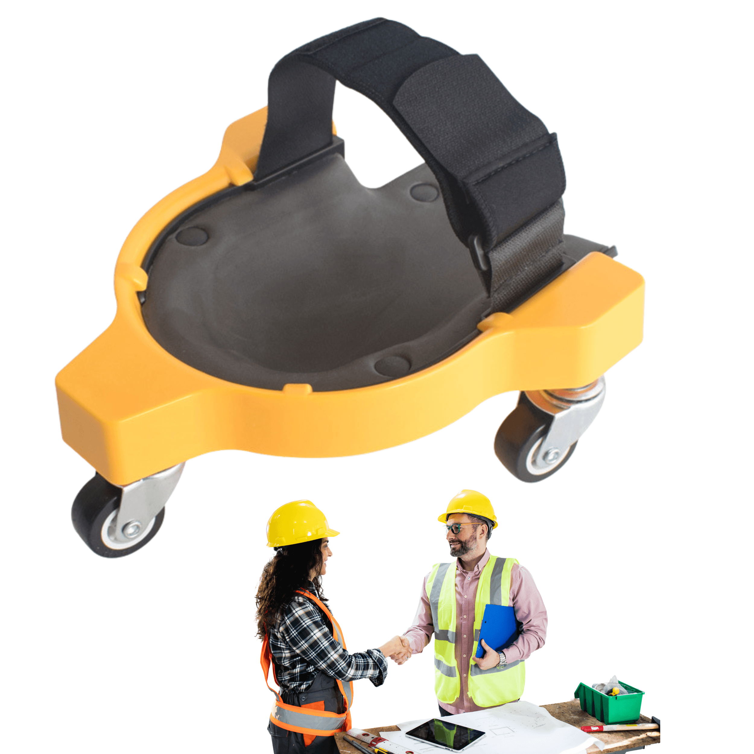 Multifunctional knee pads on wheels - yellow