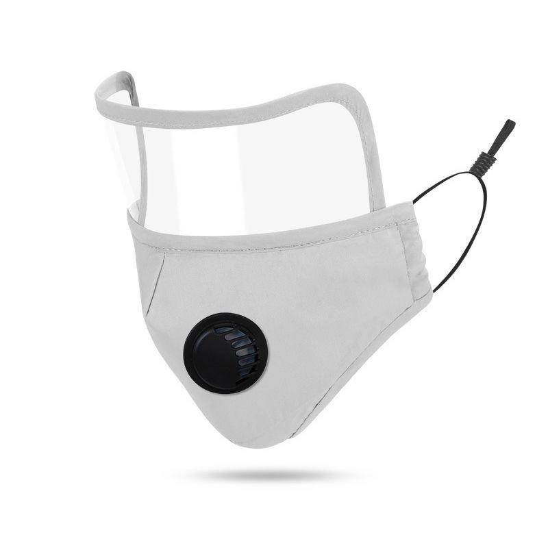 Cotton face mask with eye shield - gray
