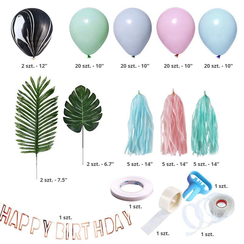 Zestaw dekoracji, balonów urodzinowych - kolorowy