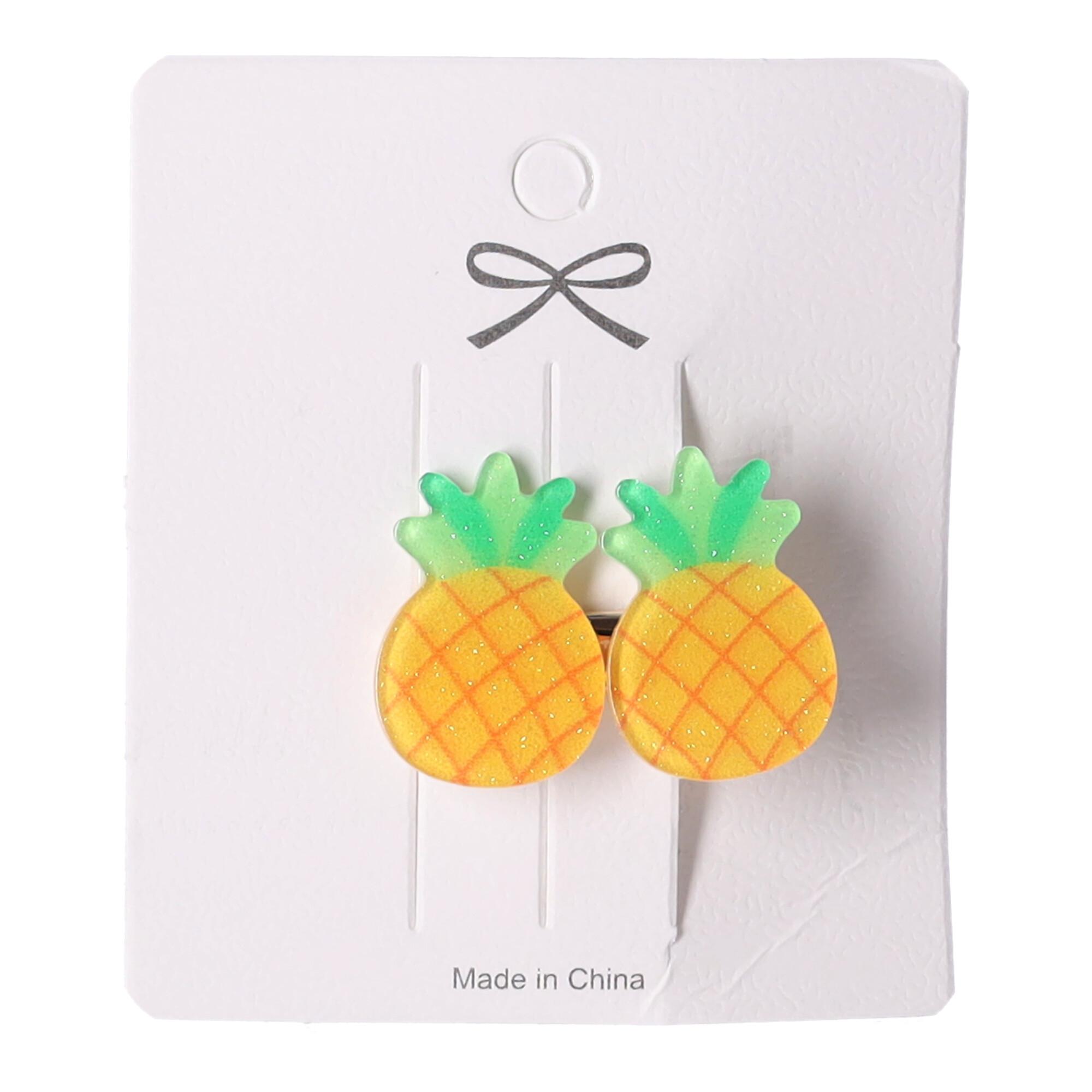 Set of 2 hair clips - pineapple